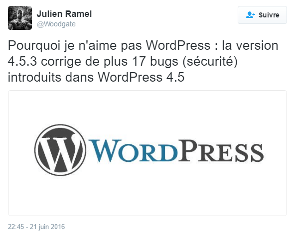 Je n'aime pas WordPress