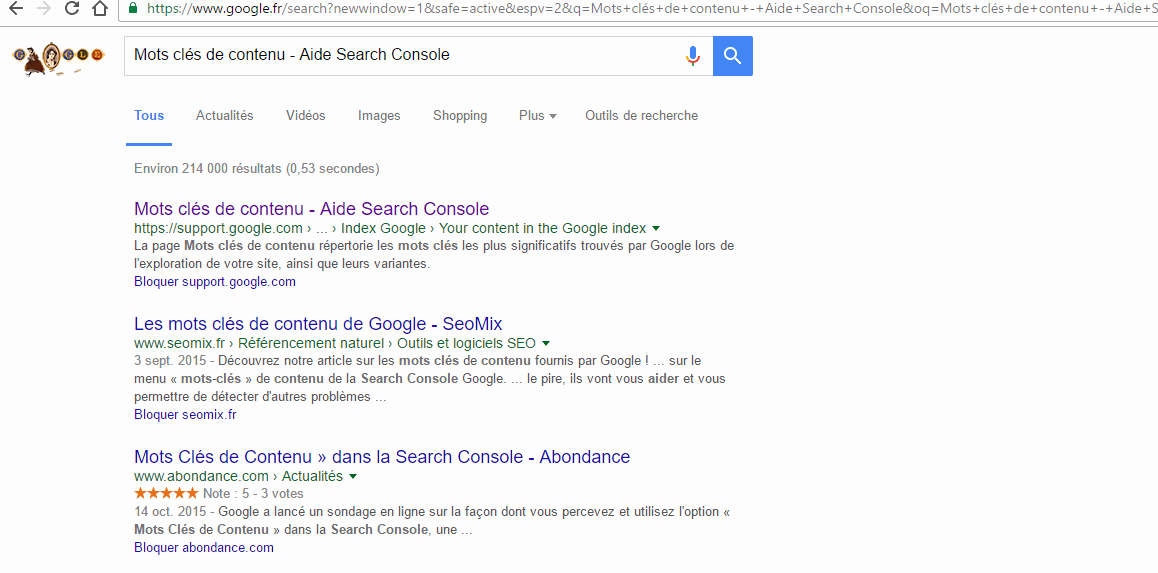 Page d'Aide Search Console redirige vers le blog de Google