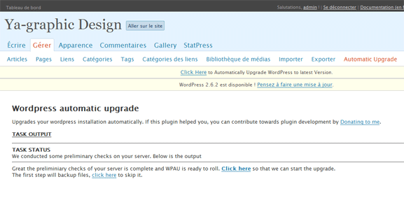 mise à jour wordpress