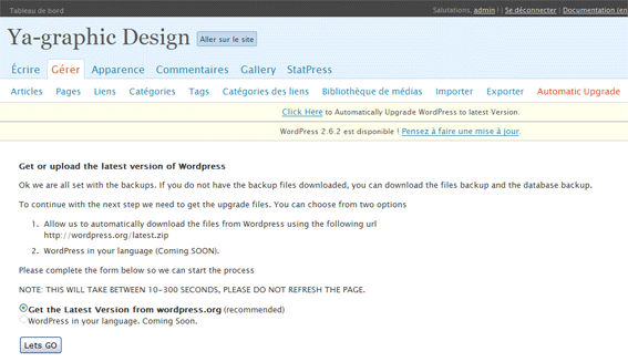 tutorial mise à jour wordpress