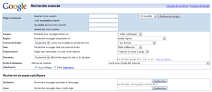Recherche avancée de Google