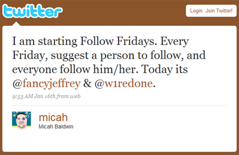 Premier tweet Follow Friday Le premier tweet Follow Friday