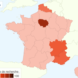 Carte de France, Google Tendances des recherches