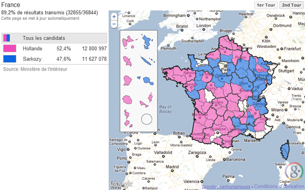 Présidentielle 2012: Résultats des votes dans tous les départements de France