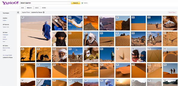 Photos de Flickr dans le moteur de recherche d'images de Yahoo!