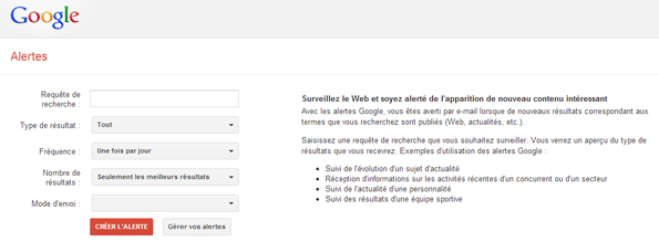 Panne de Google Alertes ?