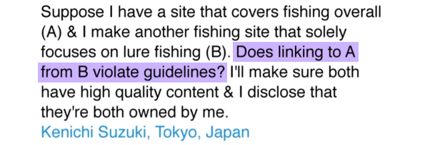 Question posée à Matt Cutts sur le netlinking entre deux sites