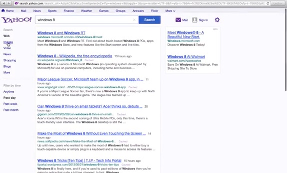 Nouveau design des résultats de recherche de Yahoo!