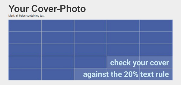 Outil pour vérifier les 20% de texte dans la couverture de page Facebook