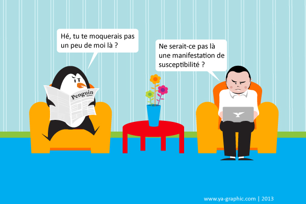 Google Penguin sur son fauteuil club.