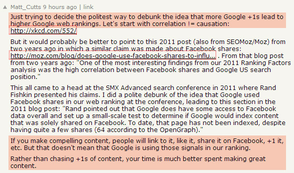 Matt Cutts: les +1 de Google n'améliorent pas le classement Google