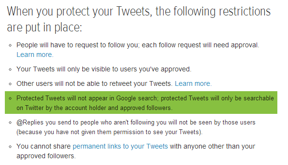 Tweets protégés s'afficheront dans les résultats de recherche de Twitter