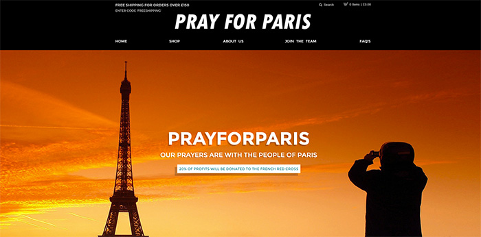 Le site marchand Pray For Paris