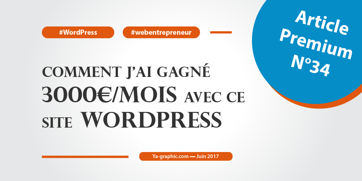 Article Premium n°34: Comment j'ai gagné 3000€ par mois avec ce site WordPress