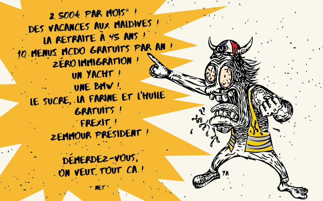 Caricature de gilet jaune