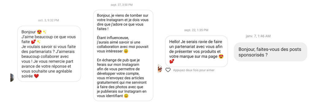 Demandes de posts sponsorisés dans Instagram