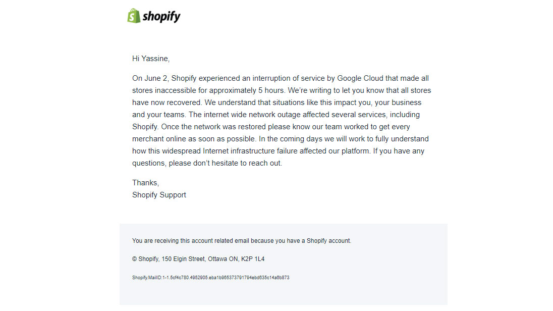 Message de Shopify