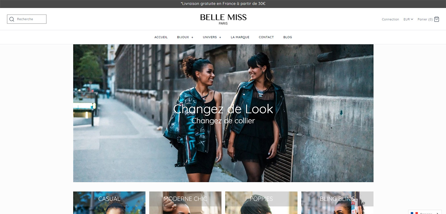 Exemple boutique Shopify : Belle Miss Paris