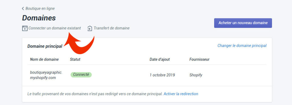 Connexion du nom de domaine à Shopify