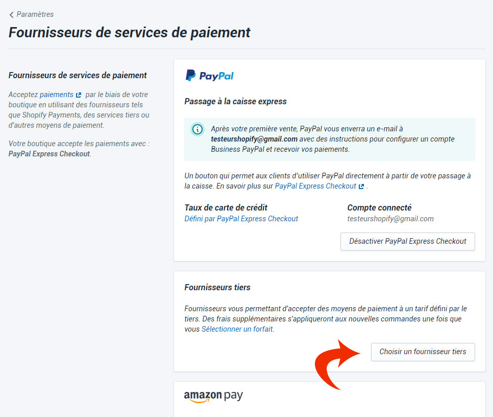 Connecter son compte Stripe à Shopify.