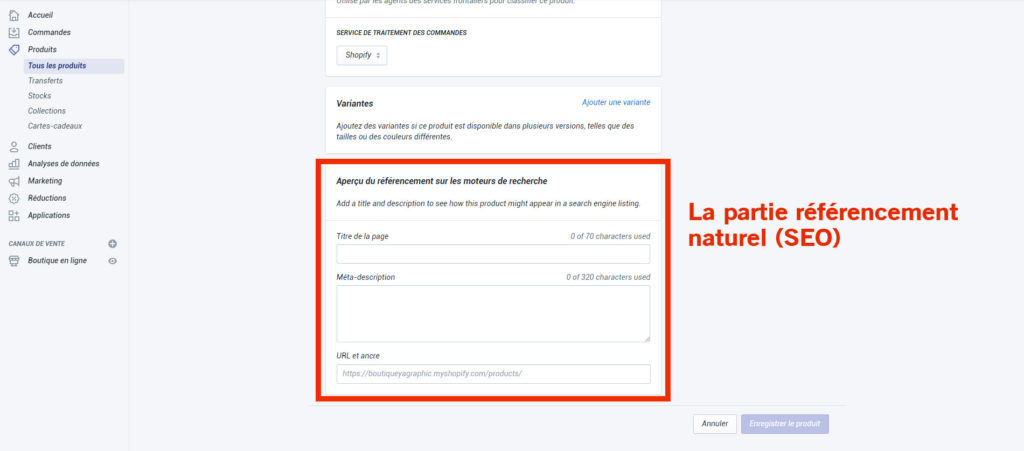 Guide Shopify : La partie référencement naturel (SEO) de votre page produit