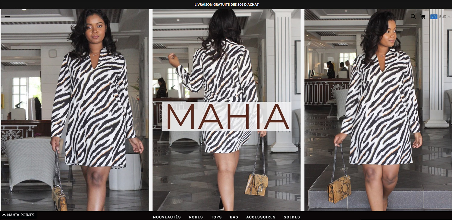 Exemple de boutique Shopify : Mahia Boutique